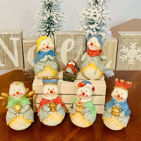 Snowman Nativity Set of 7 - Picture 1 of 10